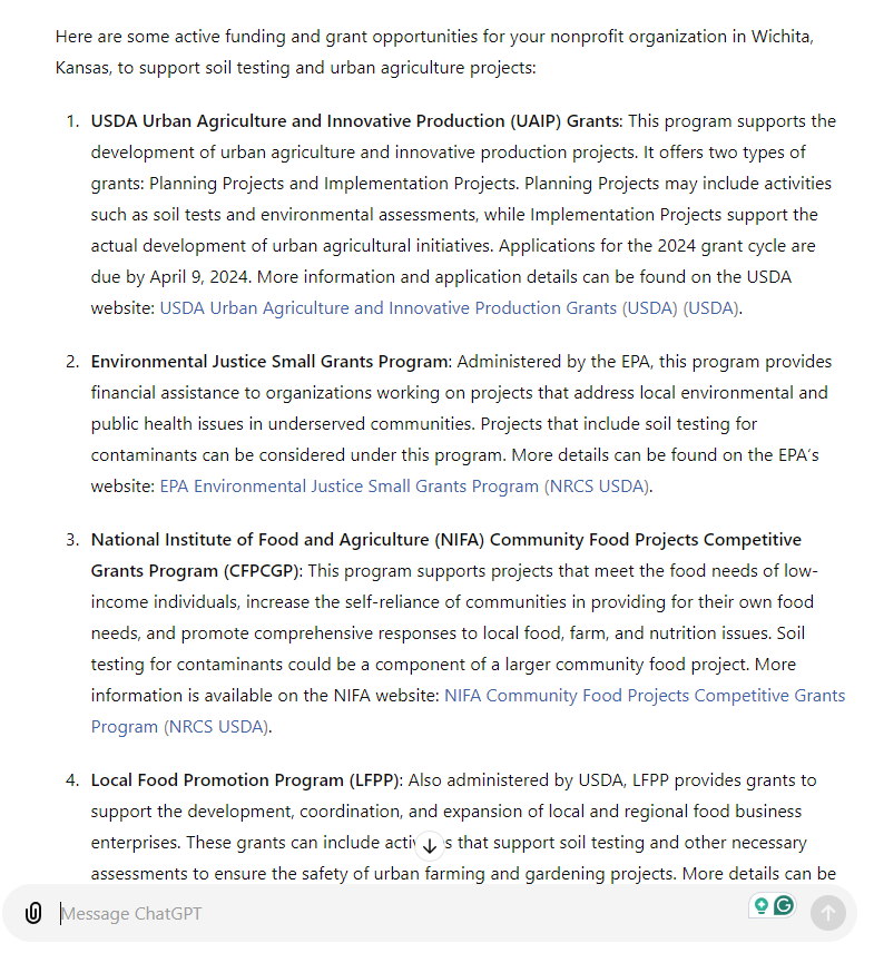 A screenshot of the results that ChatGPT produced.